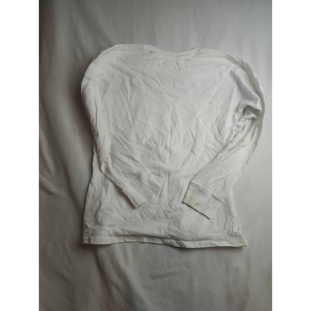 Abercrombie Kids White Long Sleeve Graphic Logo Tee Pink Blue Size 11/12